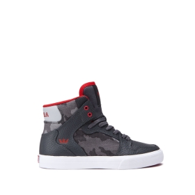 Supra Kids VAIDER Dk. Grey Camo/white High Top Shoes | CA-87199